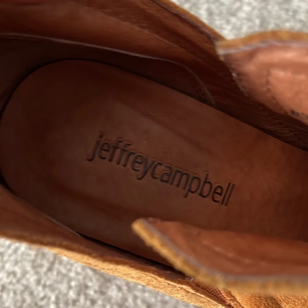 Jeffrey Campbell suede chunky heel boots or booties ankle boots caramel color - Picture 6 of 13